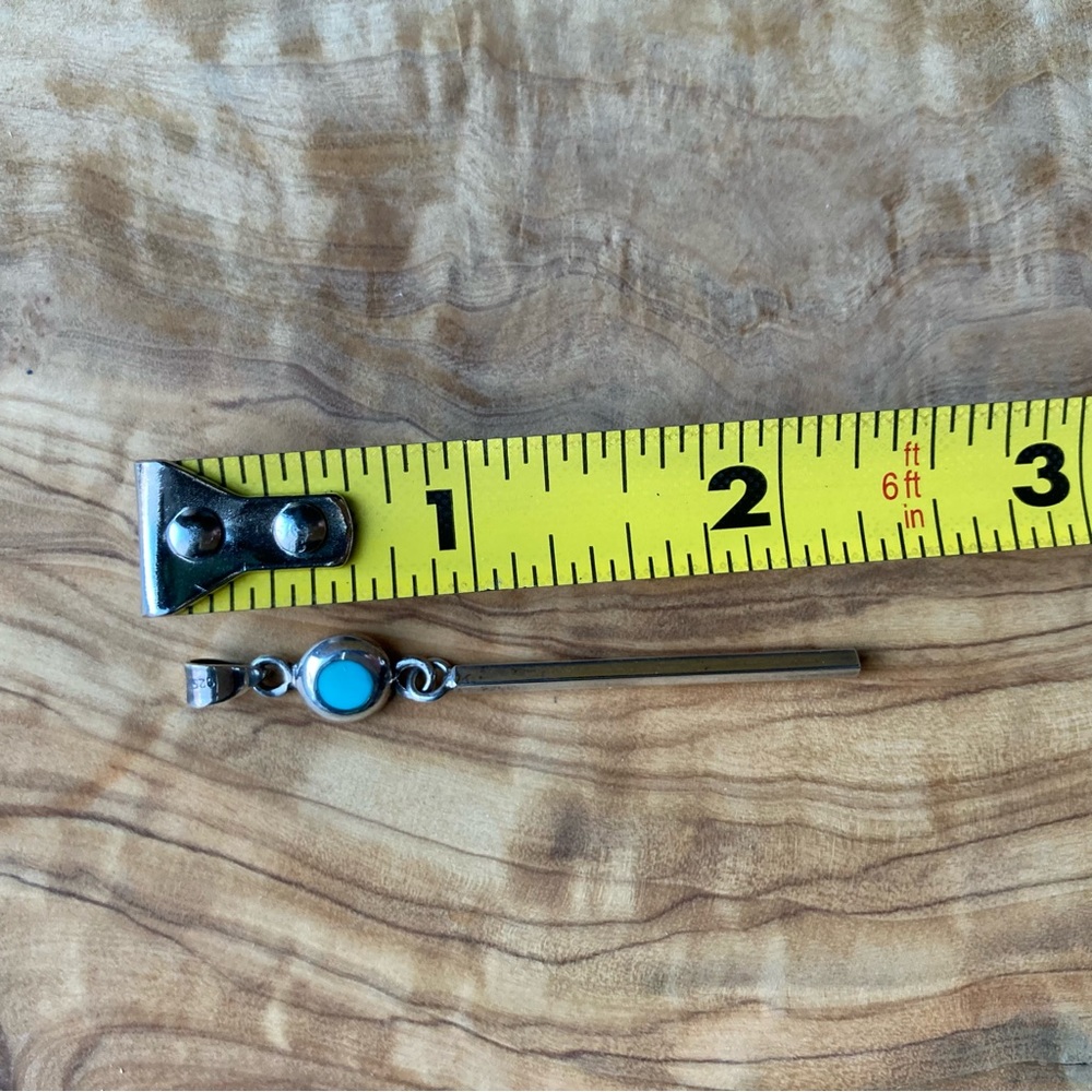 Minimalist Sterling Silver & Turquoise Necklace Pendant - Picture 5 of 6